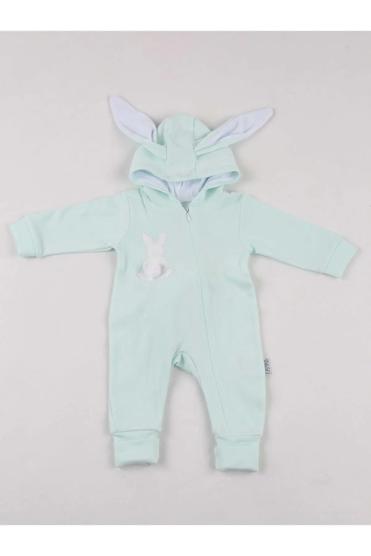 

Light Green Eared Rabbit Pompom Baby Jumpsuit