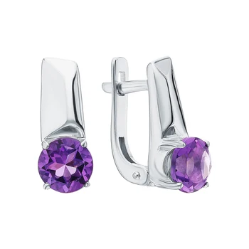 

Silver earrings with amethyst sunlight sample 925 test