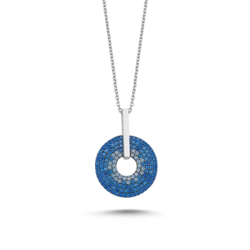 

KUTAYDAN Blue Grayscale Zircon Cubic Zirconia Movable Ring Pendant 925 Sterling Silver