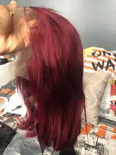 Recto Borgoña Bob corto parte de encaje pelucas de cabello humano 99J 13X2 T malla con división pelucas brasileñas 180% de densidad pelucas de encaje para las mujeres