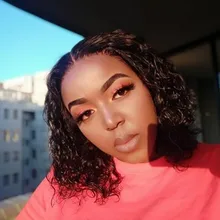 Peluca de Bob corto con onda de encaje en el agua, pelucas de cabello humano 13x4 con encaje frontal de Bob brasileño, corte Pixie Bob, peluca de cabello humano rizado