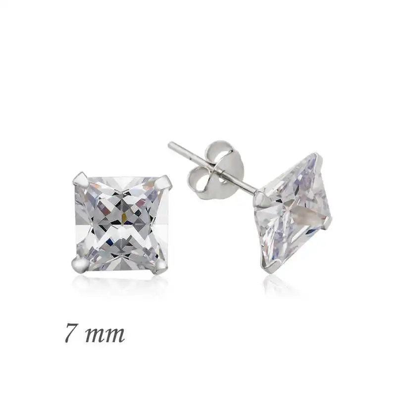 

Merve Silver Silver Square Solitaire Zircon Earrings-7mm