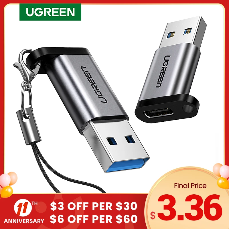 Ugreen USB C Adapter USB 3.0 2.0 Male to USB 3.1 Type C Female Type-C Adapter for Laptop Samsung Xiaomi 10 Earphone USB Adapter