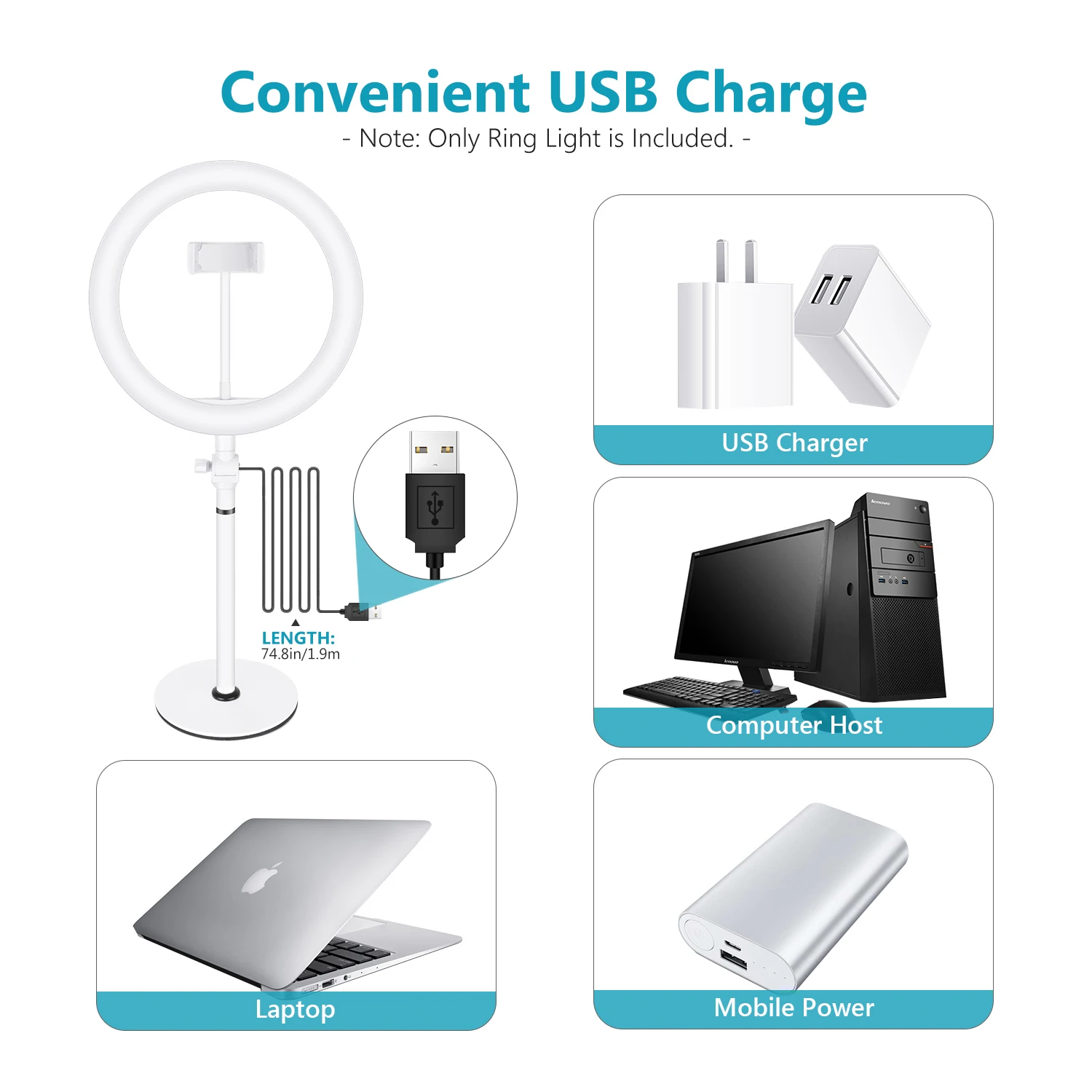 Светодиодный кольцевой светильник Neewer настольный 10 дюймовый USB с цветной