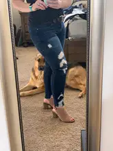 Pantalones vaqueros rasgados con cordón para mujer, Jeans elásticos con agujeros, informales, de talla grande, 2021