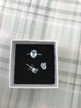 JewelryPalace-anillo de compromiso plata de primera ley y Topacio azul para mujer, sortija, plata esterlina 925, piedra preciosa, 925 anillos de plata esterlina solitario