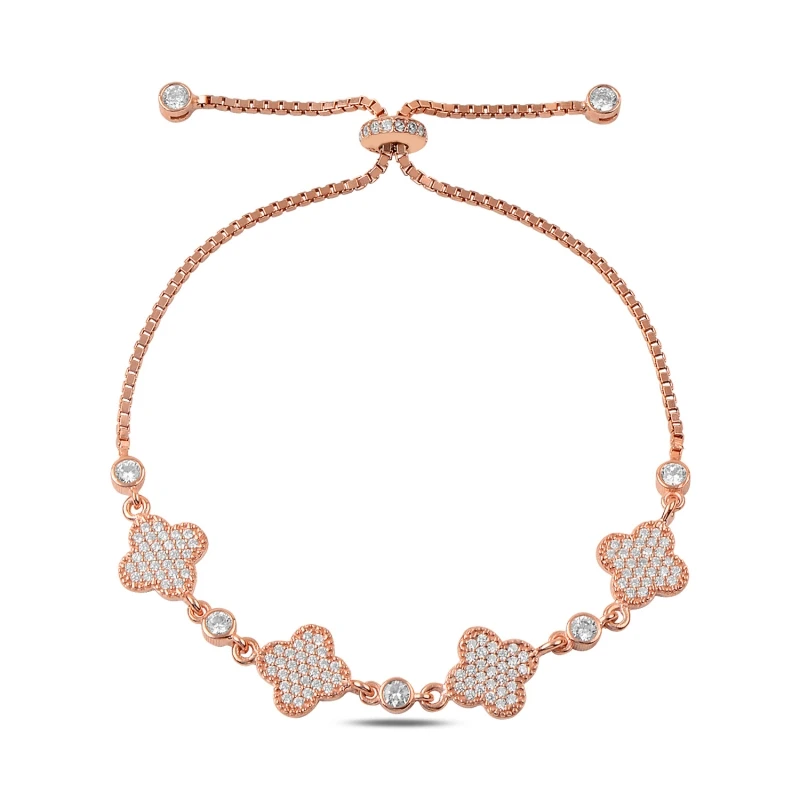 

Silver 925 Sterling Zircon Gemstone Clover Elevator Bracelet