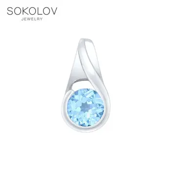 

Pendant SOKOLOV from silver with Topaz, fashion jewelry, 925, women's male, pendants for neck women