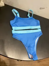 Bandeau Swimwear Swimsuits Splicing INGAGA High-Waist Sports Women Biquini Ribbed New