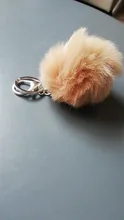 LLavero de piel falsa de 8cm para automóvil, llavero para automóvil con pompón, cadenas de color plateado, pompones, imitación de piel de zorro y conejo, 1 Uds.