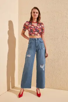 

Trendyol Ripped Detailed High Bel Wide Leg Jeans TWOSS20JE0254