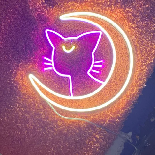 Marinheiro lua luna sinal de néon anime sinal de luz néon dos desenhos  animados gato mágico sinal de néon para decoração da parede quarto sala de  jogos crianças quarto - AliExpress