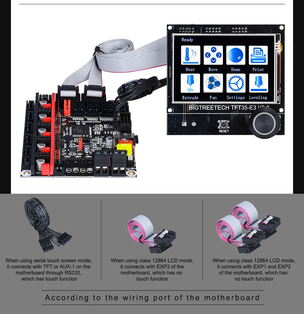 Painel de Controle Peças da Impressora Bigtreetech Mini V1.2 Tft35 V3.0 32 Bits Tmc2209 Tmc2208 Uart Ender 3 5 3d Btt Skr e3 11 tmc2209 tmc2208 uart ender 3 5 peças da impressora 3d