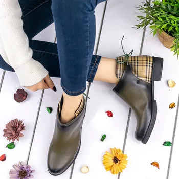 

Mirella Khaki Green Skin Plaid Boots