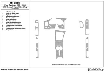 

Interior trim for Ford Explorer 1995-1996. Set L565.