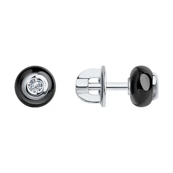 

Sokolov White Gold pouches with diamonds and ceramics, fashion jewelry, gold, 585, women's male, long drop earringswith stones, long earrings