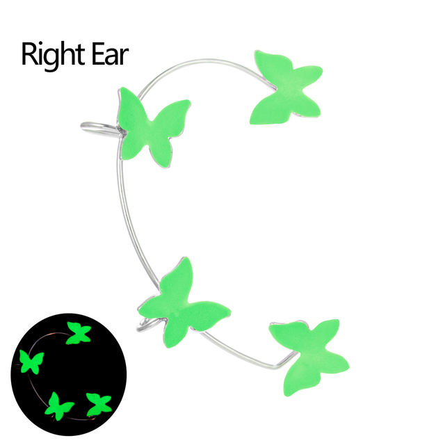 Luminous Butterfly Ear Cuff Clip For Women Copper Fake Piercing Butterfly Earring Glow In The Dark Fashion Jewelry Gift