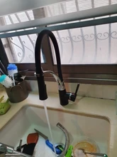 Kitchen Faucet Stream Single-Handle Black Taps Mixer Deck-Mount Cold-Water-Pull-Down