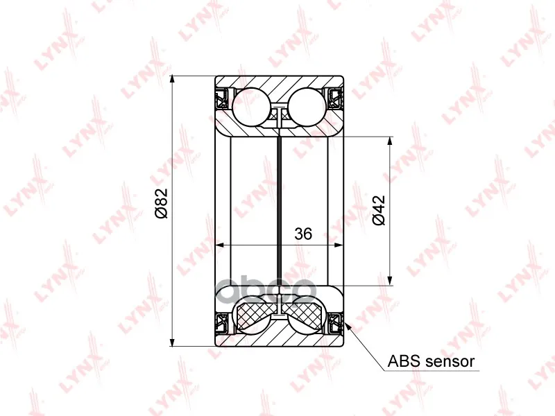 Подшипник Ступицы Передний С Abs(36x42x82) Lynxauto Wb1185 LYNXauto арт. WB1185