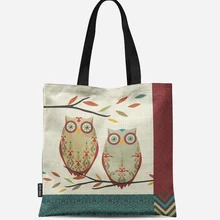 Многоразовая хозяйственная сумка эко женская сумка складная сумка для пляжа повседневное использование сумка на плечо Повседневная парусиновая с принтом совы