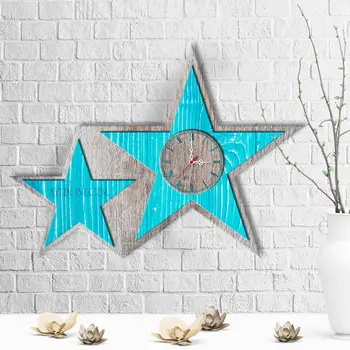 

Personalized Star Design Wooden Wall Clock-4
