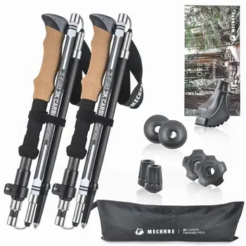 

MECHHRE Adjustable Folding Ultralight Carbon Fiber Quick Lock Nordic Walking Hiking Sticks 5-section Running Walking Stick