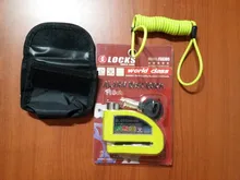 Alarma de bloqueo para moto impermeable, antirrobo para bicicleta, bloqueo de freno de disco de moto + bolsa + cuerda de recordatorio, envío gratis