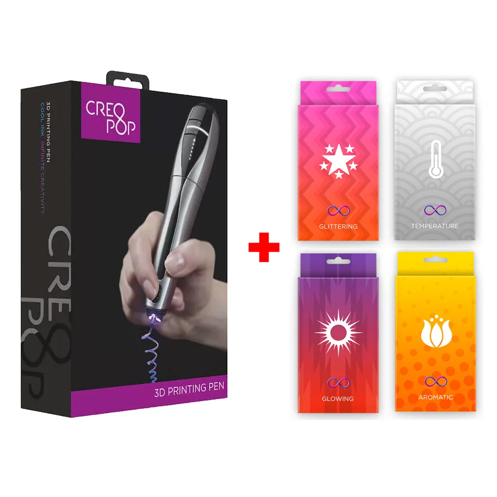 CreoPop- единственная в мире 3D ручка с холодными чернилами - Цвет: CreoPop + 4 комплекта