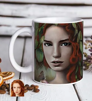 

Personalized Women 'S Oil Painting Artistic Portrait Design White Mug Bardak-1