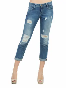 

Colins Woman 893 Julıa Boyfriend Fit Blue High Rise Crop Leg Jean Pants