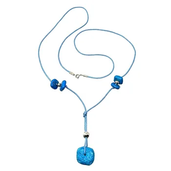 

Choker 925 Sterling silver m length 75cm. Blue stones lace [AB5084]