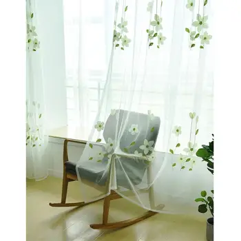 

(hook type) white fruit green leaf embroidered window screen-1