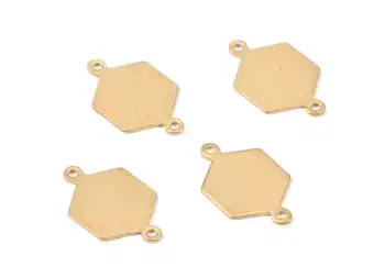 

Brass Hexagon Connectors - Raw Brass Hexagon Connectors - Earring Findings - 24PCS/LOT - 2 Holes - 15.76x9.98x0.57mm - PP2173