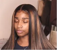 Nabeauty-Peluca de cabello humano con encaje frontal en T para mujeres negras, postizo de encaje transparente con reflejos marrón, nudos blanqueados, Remy