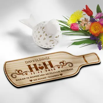 

Personalized Bottle Looking Mini Invitation Wooden Coaster-1 (4 PCs)