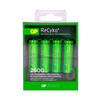 

RECHARGEABLE battery HIGH CAPACITY RECYKO R6 AA 2600MAH (BLISTER 4 BATTERIES) GP