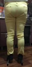 Pantalones de lápiz elásticos de Otoño de color caramelo de cintura media con cremallera ajuste delgado de Jean femenino 2018 de moda Pantalones largos