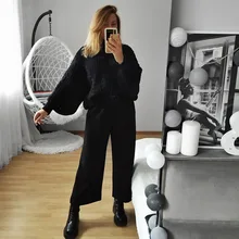 Oversized Sweater Pull-Jumpers Twist-Lantern-Sleeve Women Turtleneck High-Quality European