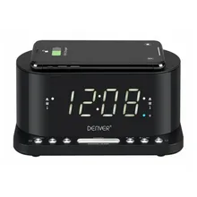 Часы-радио с беспроводным зарядным устройством Denver Electronics CRQ-110 1" светодиодный USB черный