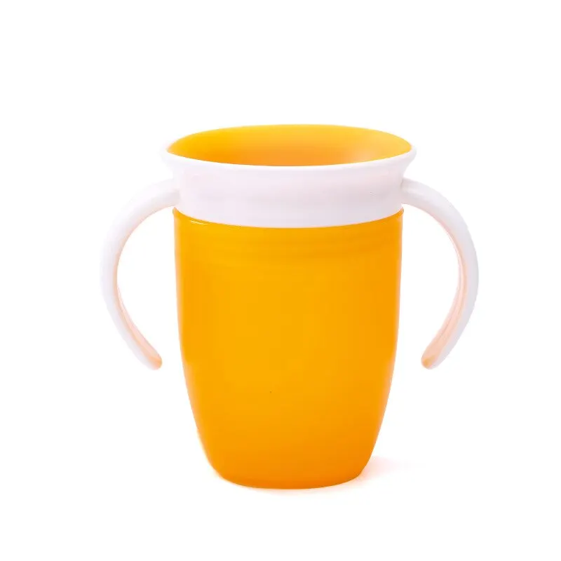 360 Degrees Can Be Rotated Baby Learning Drinking Cup with Double Handle Flip Lid Leakproof Infants Water Cups | Мать и ребенок