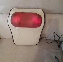 Novedosa almohada de masaje 3 en 1 para cuello, espalda, hombros y cintura, masajeador corporal, regalo para aliviar el dolor, fácil de llevar, para coche, hogar, enchufe europeo