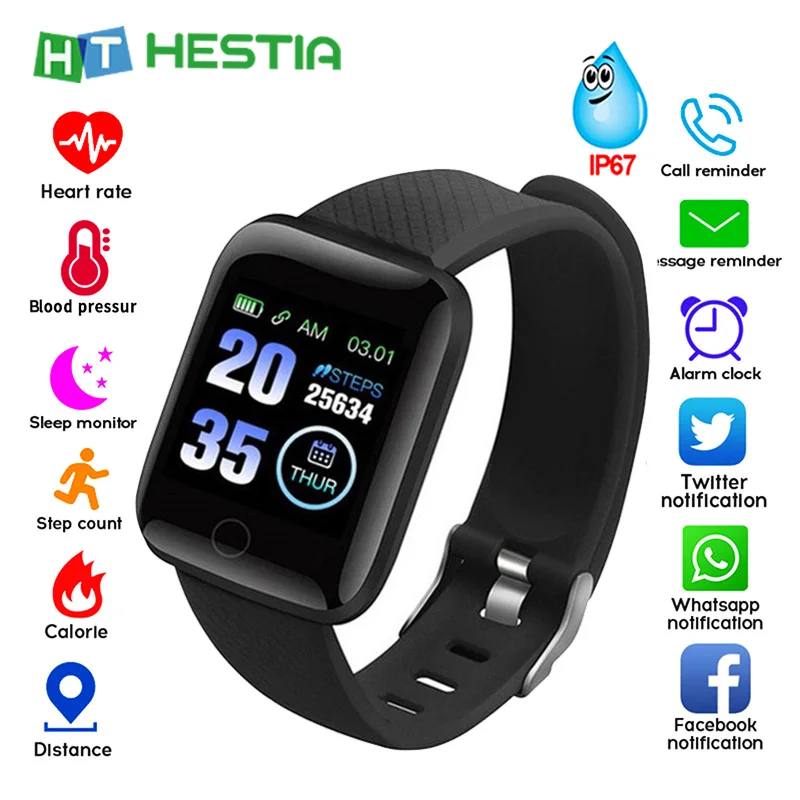 

116 PLUS Smart Wristband Fitness Tracker Pedometer Fitness Bracelet with Pressure Measurement Heart Rate Monitor Smart Band