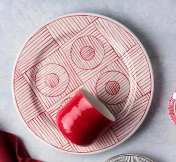 

Handmade Red Water Pattern Dinner Plate