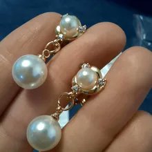 GRACE JUN-pendientes de perlas de imitación para mujer, aretes con diamantes de imitación, pendientes sin perforación