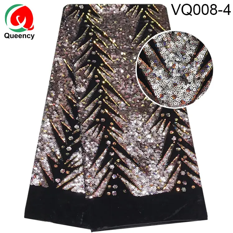 VQ008 DHL-рождественское кружево, расшитое блестками, бархатная кружевная ткань, новейший стиль, нигерийское женское платье для вечеринки, материал, африканская одежда для особых случаев, 5 лет