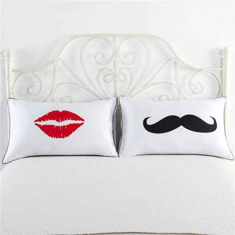 Funny White Couple Pillowcase Modern Brief Bedding Pillow Case Comfortable Cushion Cute Cover With 21 Patterns Optional | Дом и сад
