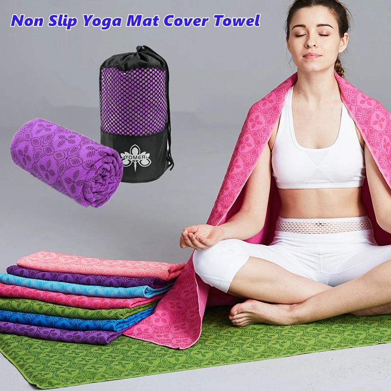 Yoga Towel 183*63cm/185*82cm Anti-slip Sweat-absorbent Yoga Towel Folding Fitness Mat Ultra-thin Yoga Blanket Towel Sports Travel Blanket