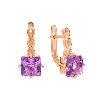 

Gold earrings with amethyst sunlight sample 585