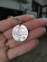 Llavero personalizado con datos de nacimiento para bebé, anillo para llaves, recién nacido, nombre, fecha de nacimiento, peso, altura, niño, niña, regalo padres, P026_C
