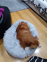 Cesta redonda de felpa para cama de perro, caseta para gatos, saco de dormir cálido para invierno, nido de gatos, cojín largo de felpa suave para mascotas, perros medianos y grandes